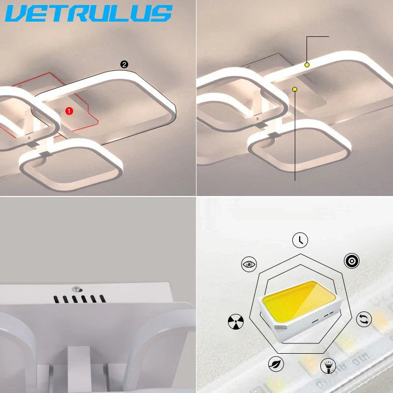 Afralia™ White Acrylic Chandelier LED Ceiling Lamp for Living Dining Room Home Decor