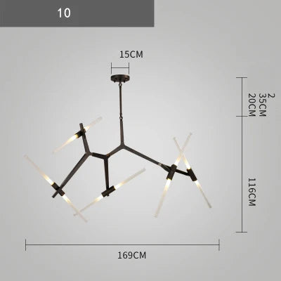 Afralia™ Branch Suspension Pendant Light - Gold Black G9 LED Iron Glass Fixture