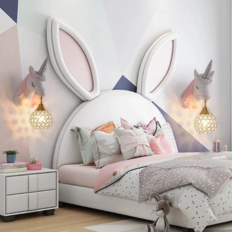 Afralia™ Unicorn LED Wall Hanging Light for Princess Girl Bedroom