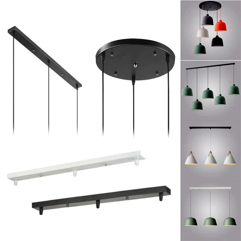 Afralia™ Ceiling Chandelier Plate 3-Hole Black/White Iron Lamp Base Pendant Lighting Kit