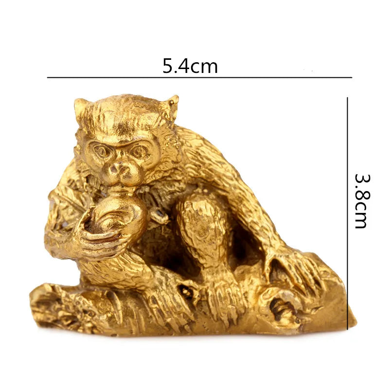 Afralia™ Retro Brass Zodiac Animal Sculpture. Chinese Modern Home Decor Craft.