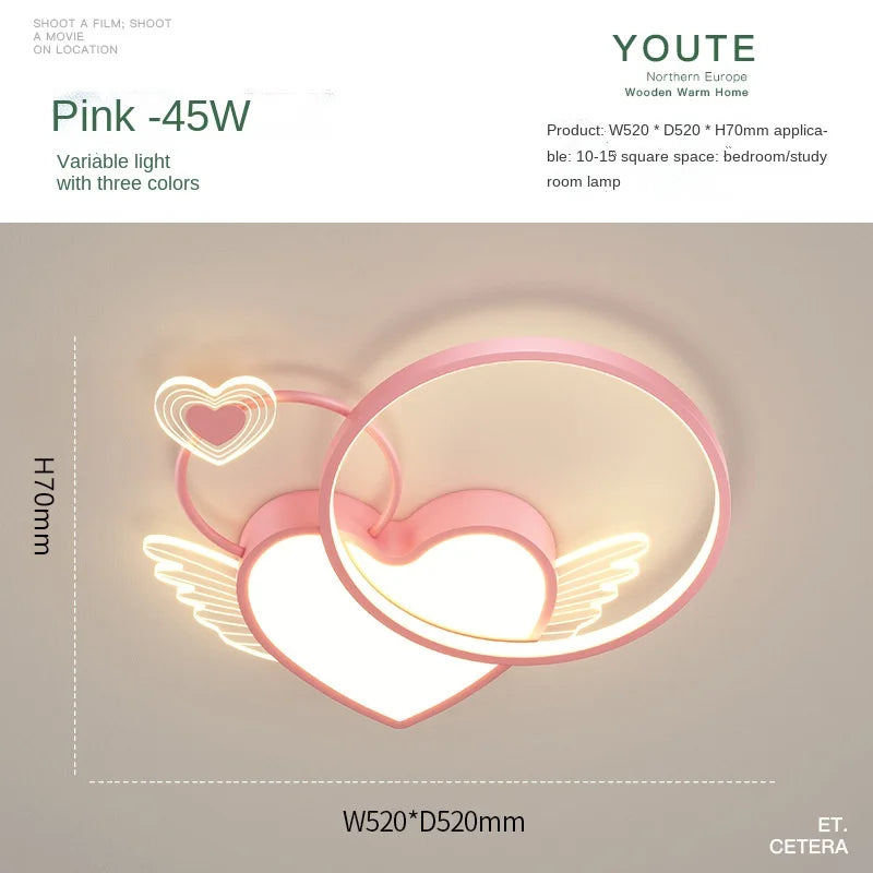 Afralia™ Heart Shape LED Ceiling Light for Girls Room, Bedroom, or Children's Room