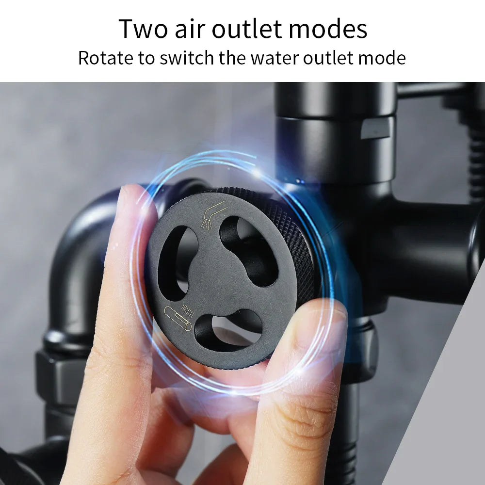 Afralia™ Industrial Black Floor Standing Dual Handle Bathroom Shower Faucet