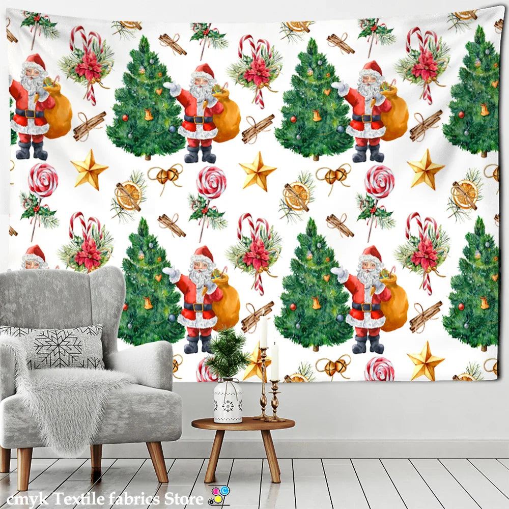 Afralia™ Christmas Fireplace Tapestry Wall Hanging Home Decor