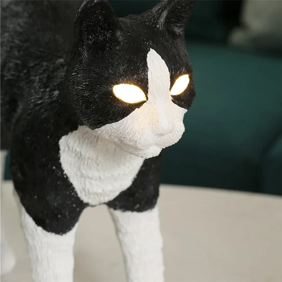 Afralia™ Nordic Resin Cat Night Light Table Lamp for Bedroom Decor