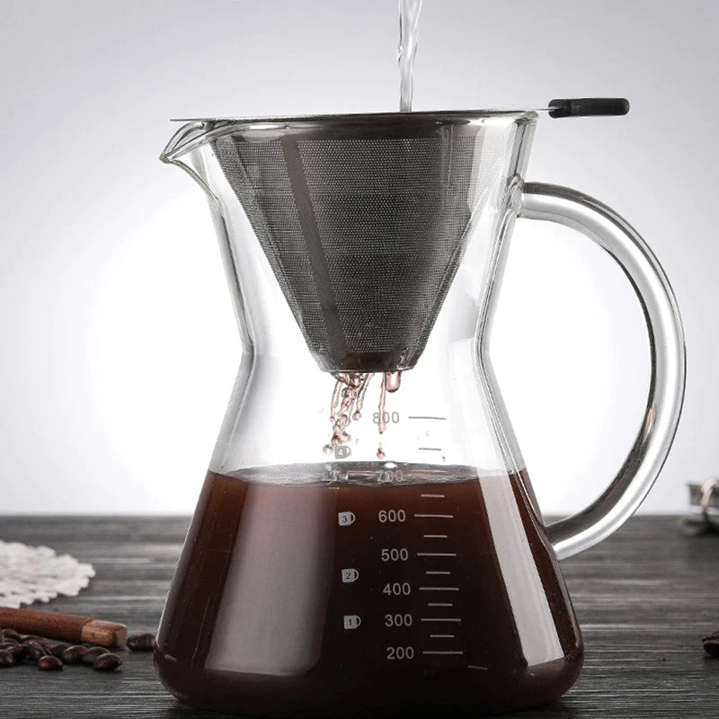 Afralia™ Double Layer Stainless Steel Coffee Filter Funnel Dripper for Durable Brewing