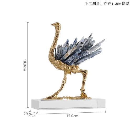 Afralia™ Golden Crane Copper Crystal Handmade Home Decor Craft
