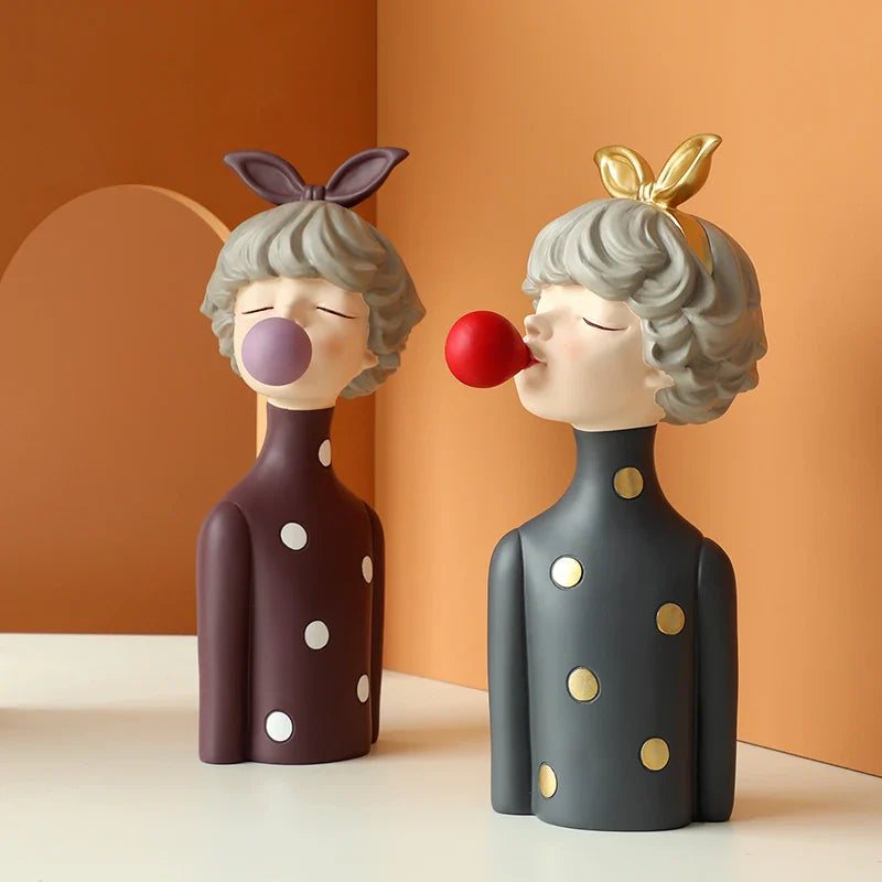 Afralia™ Bubble Girl Resin Figurines: Modern Sweet Young Girl Decor for Home, Weddings, Birthdays