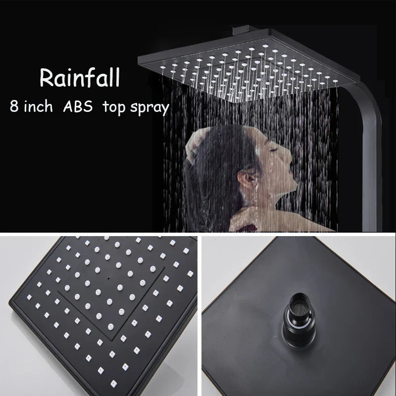 Afralia™ Thermostatic Shower Faucet Set with Rainfall Showerhead and Brass Tub Spout