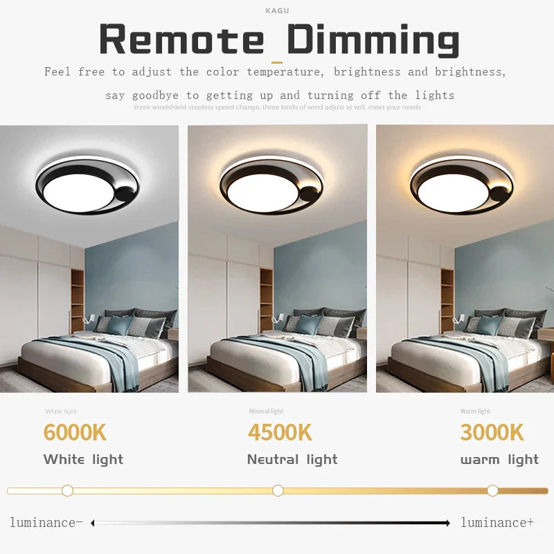 Afralia™ Modern Black LED Ceiling Lamps for Living Room Bedroom Chandelier Fixtures