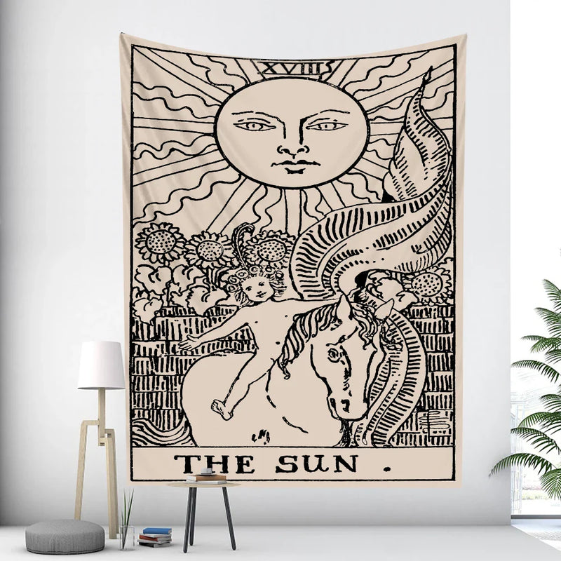 Afralia™ Tarot Card Psychedelic Tapestry Wall Hanging for Bohemian Home Decor