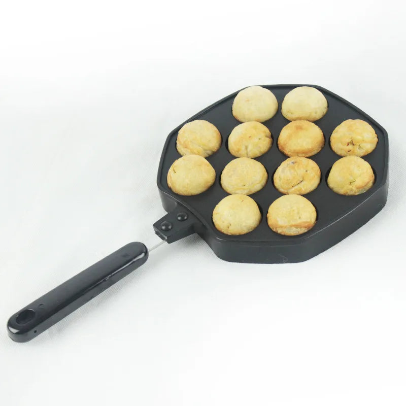 Afralia™ Takoyaki Maker Pan - 12 Cavities Aluminum Alloy Octopus Ball Baking Kitchenware