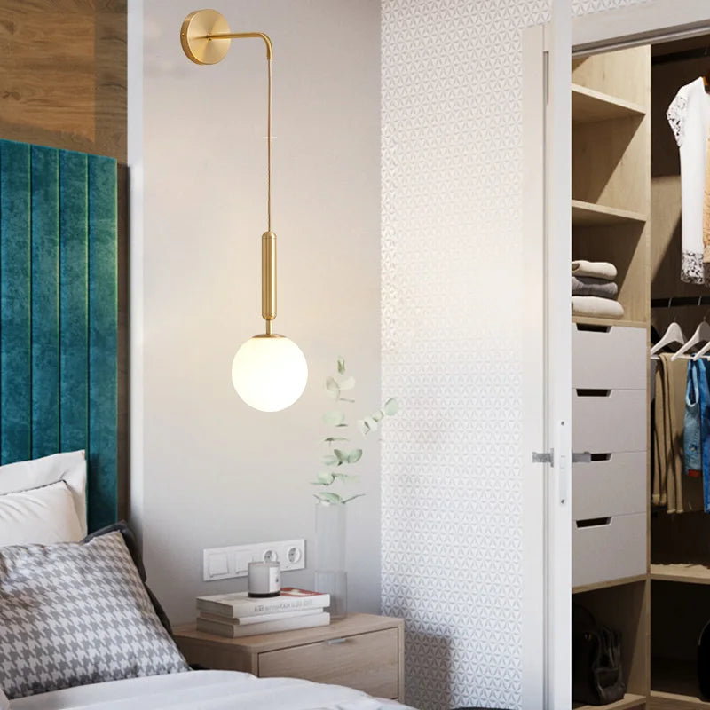 Afralia™ Nordic Glass Wall Lamps Modern Bedroom Decor Luxury Living Room Hotel Light