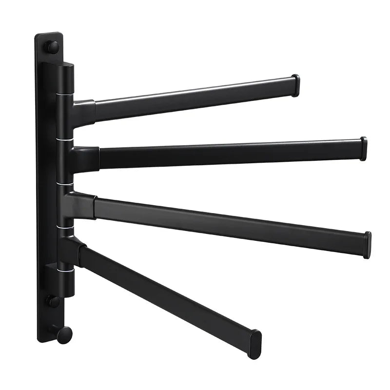 Afralia™ Swivel Black Aluminum Towel Holder Wall Mounted Bathroom Towel Rack