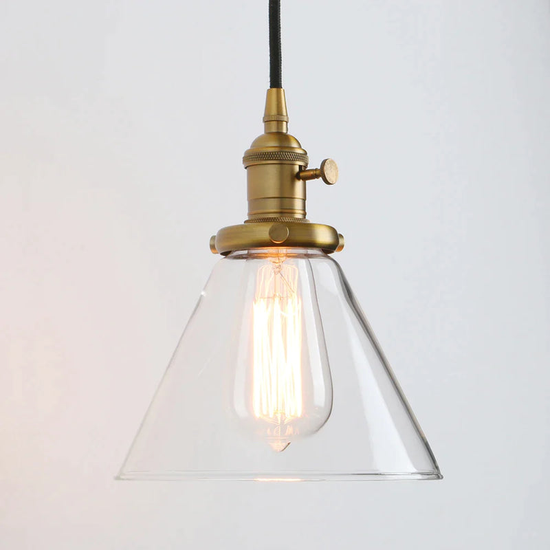 Afralia™ Funnel Flared Glass Clear Glass Pendant Light Fixture