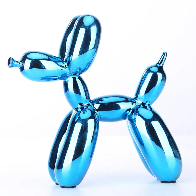 Afralia™ Shiny Balloon Dog Resin Sculpture for Home Decor and Lucky Gifts