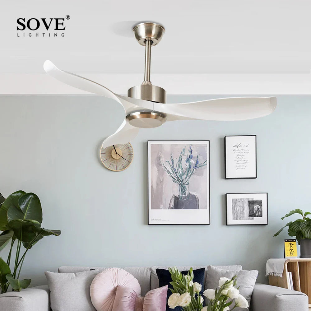 Afralia™ Modern White Plastic Blade Ceiling Fan for Bedroom 220V Control