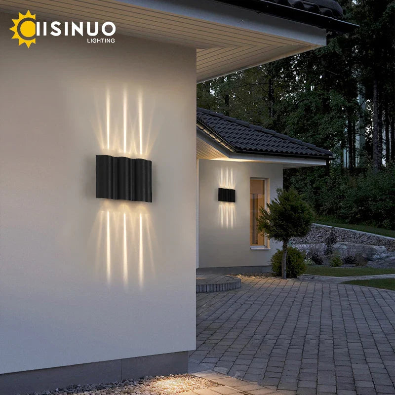 Afralia™ 12W Black Outdoor LED Sconce Light IP65 Waterproof Alumunim Garden Villa Porch Lamp