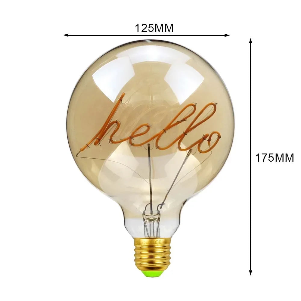 Afralia™ Vintage Retro LED Edison Bulb 4W Warm White E27 Creative Letters Lamp