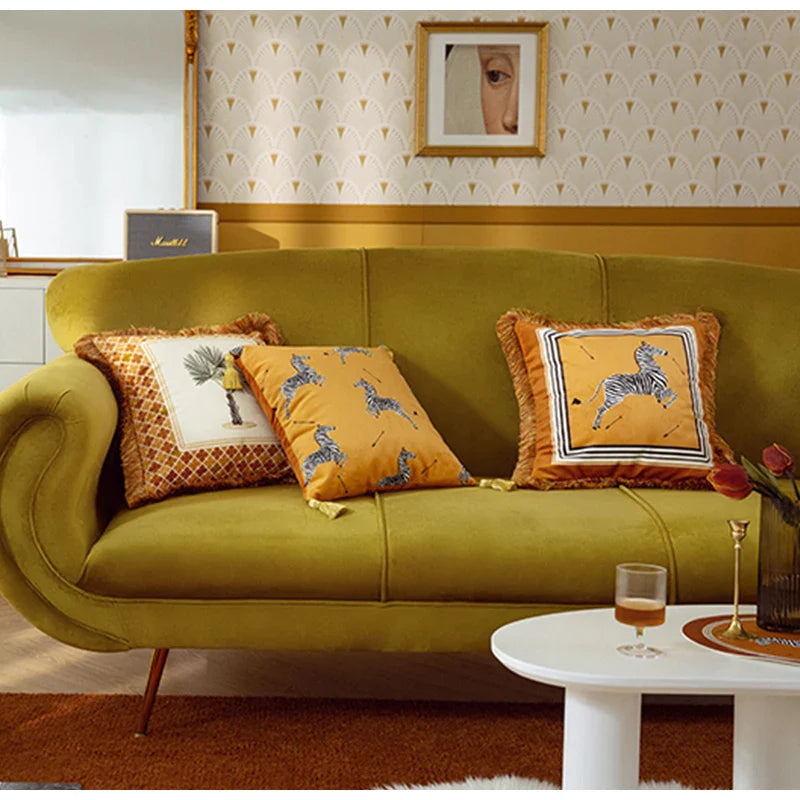 Afralia™ Italian Retro Luxury Zebra Print Cushion Cover, 53x53cm