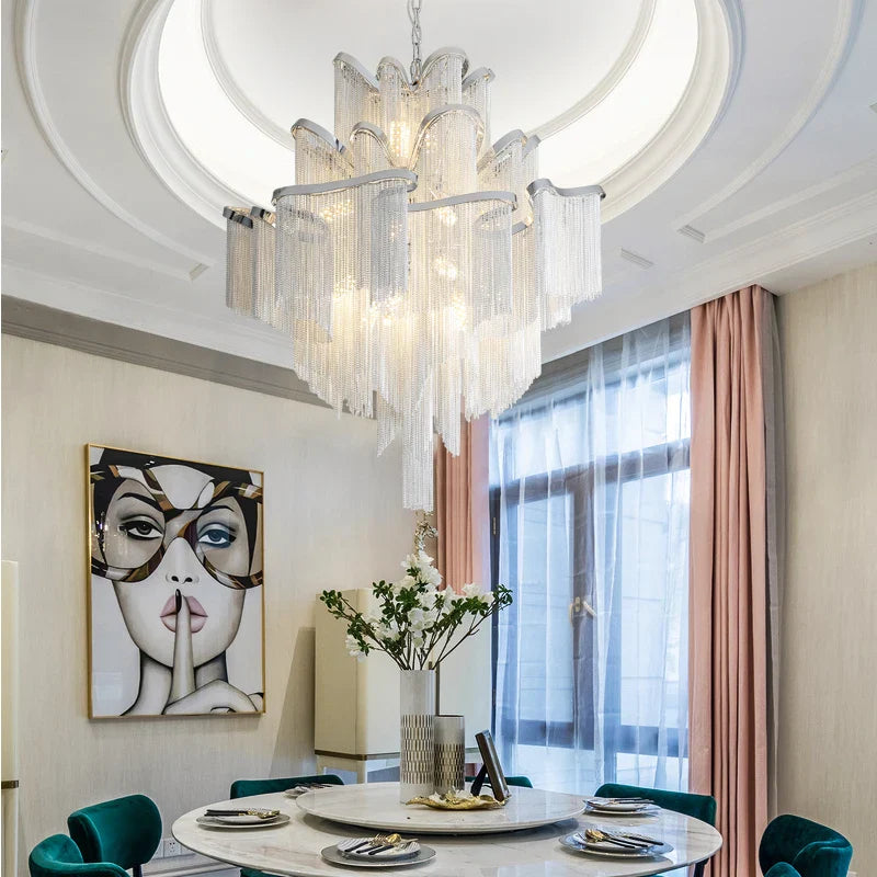 Afralia™ Retro Vintage LED Aluminum Chandelier Lighting in Gold Chrome Silver