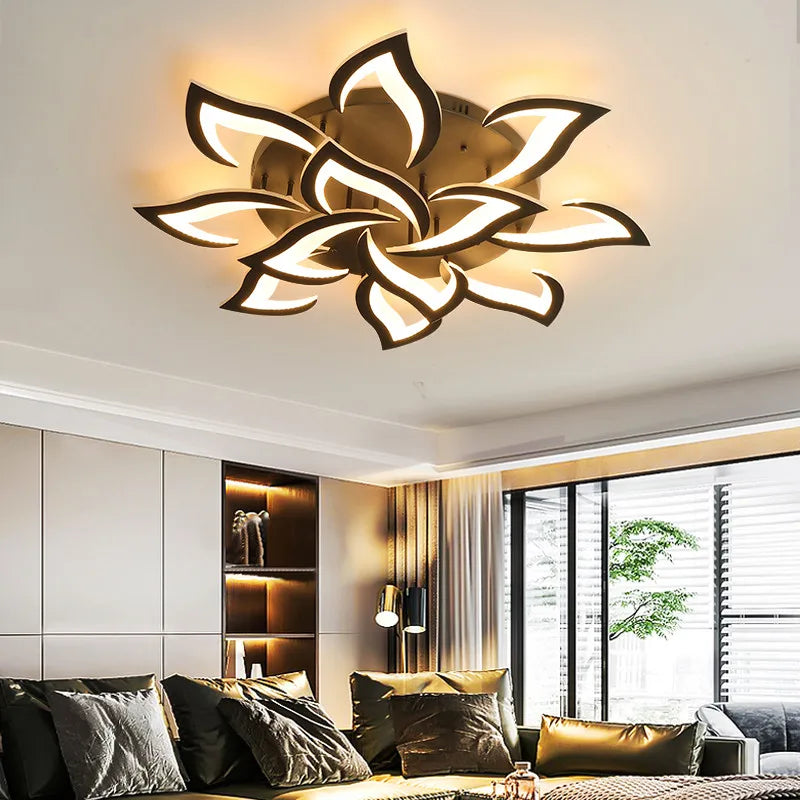 Afralia™ Remote LED Ceiling Chandelier - Modern Living Room Art Deco Lighting Fixtures