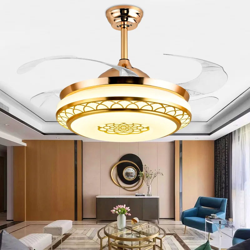 Afralia™ Living Room Electric Fan Light: Stylish Wind Power Fixture for Home Décor