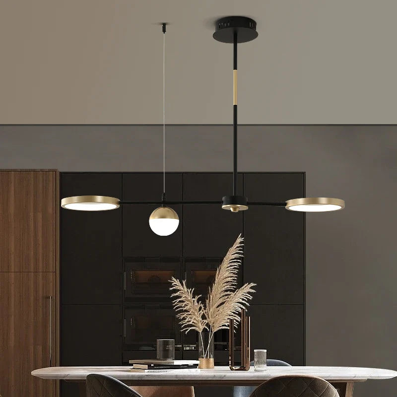 Afralia™ Black Gold Minimalist Chandelier for Dining Room Home Decor