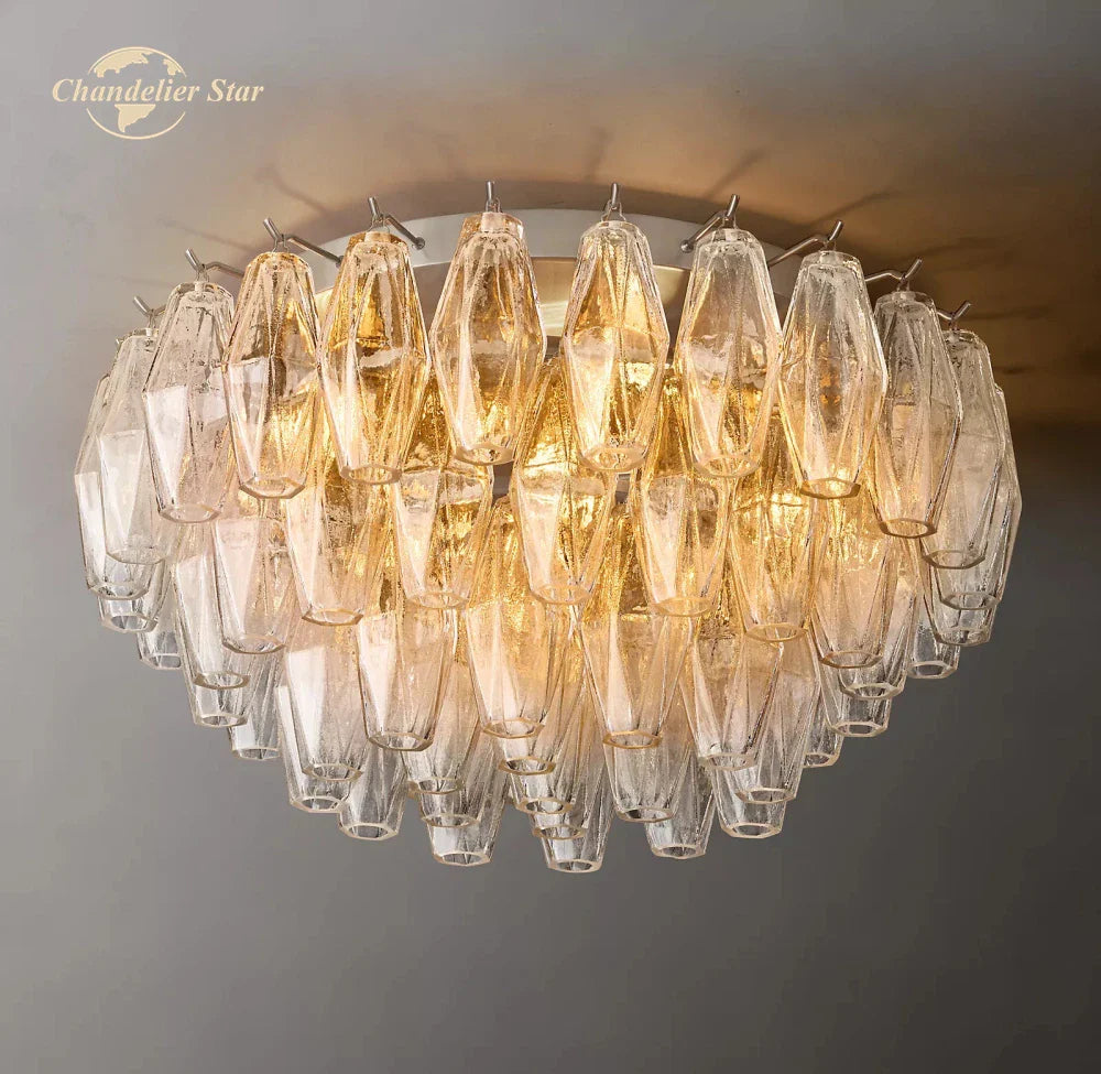 Afralia™ LED Glass Flushmount Ceiling Lamp Modern Round Fixture - Brass Finish