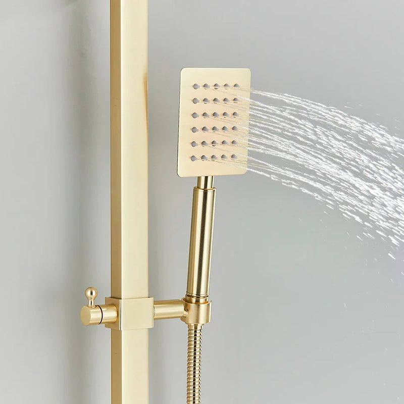 Afralia™ Gold Wall Mounted Bathroom Shower System Kit with 4-way Mixer