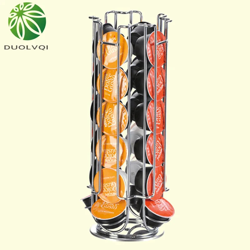 Afralia™ Chrome Plated Dolce Gusto Coffee Pods Holder for 24 Capsules