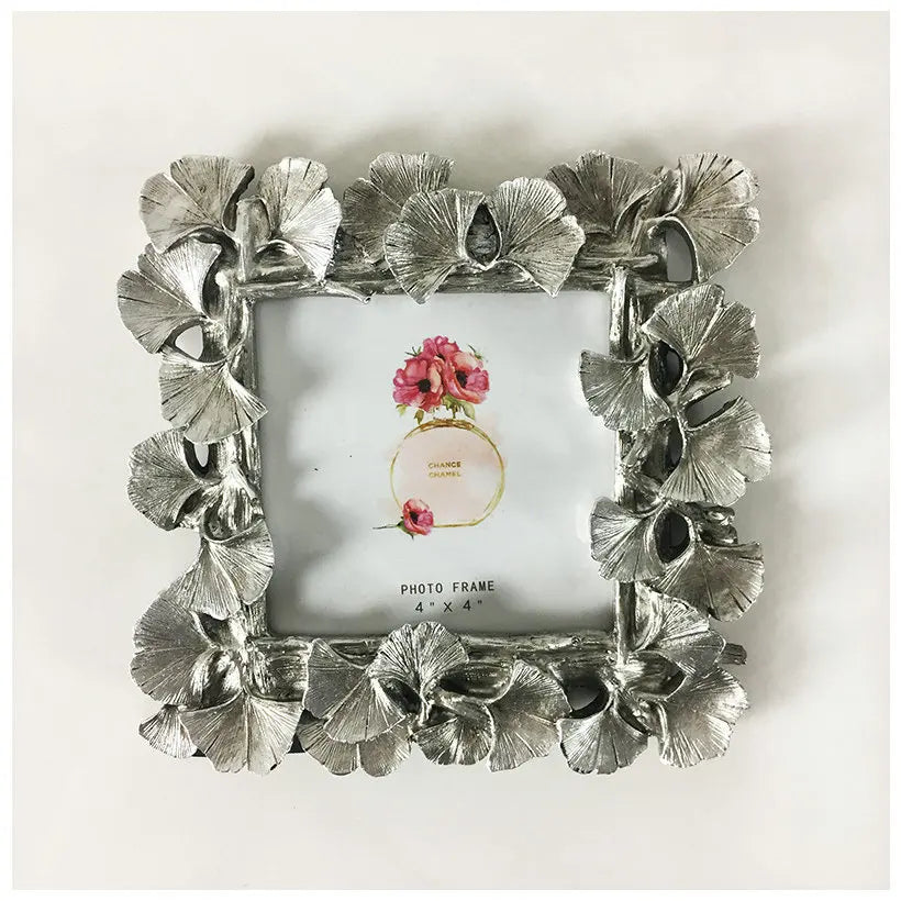 Afralia™ Golden Ginkgo Leaf Resin Photo Frame Vintage Retro Wedding Home Decor