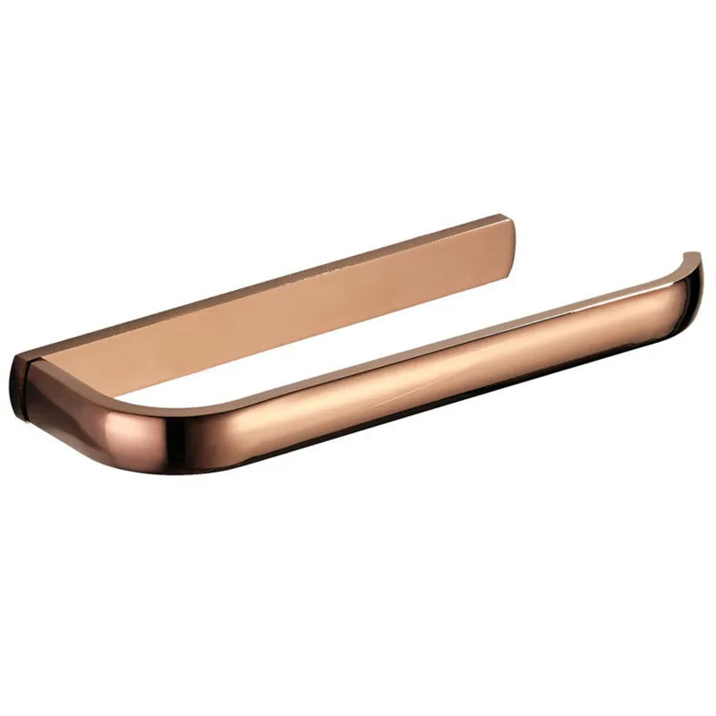 Afralia™ Rose Gold Towel Hanger Wall Mounted - Bathroom Brass Towel Bar Rack - White Towel Holder