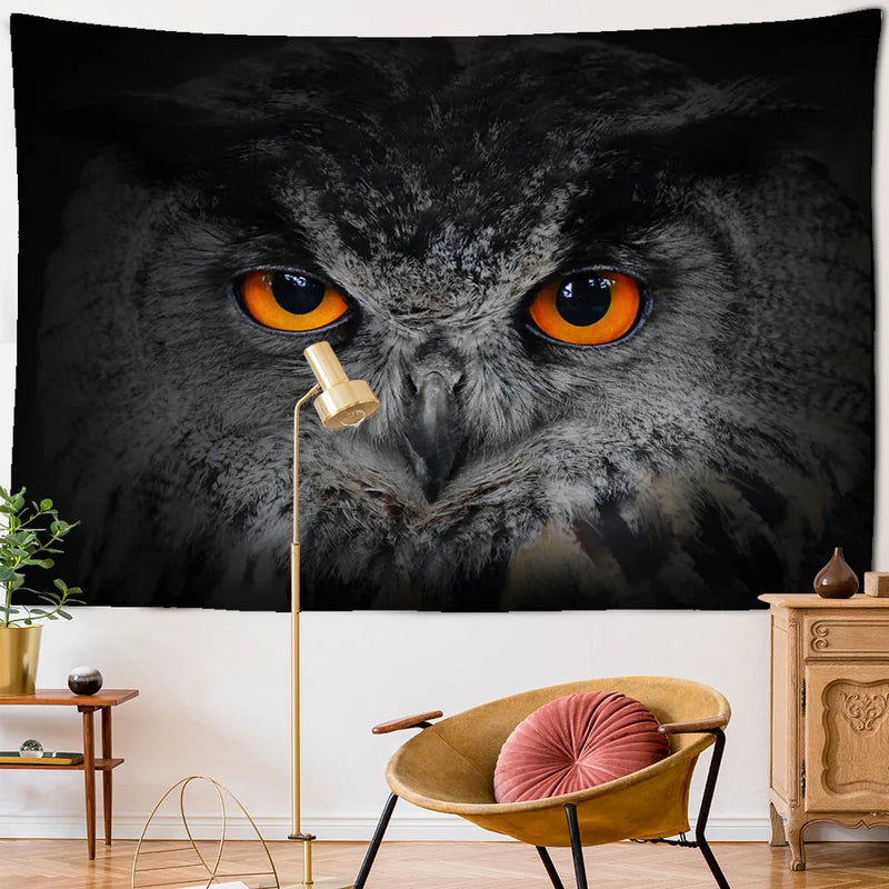 Afralia™ Owl Totem Tapestry Wall Hanging for Witchcraft & Psychedelic Bedroom Decor