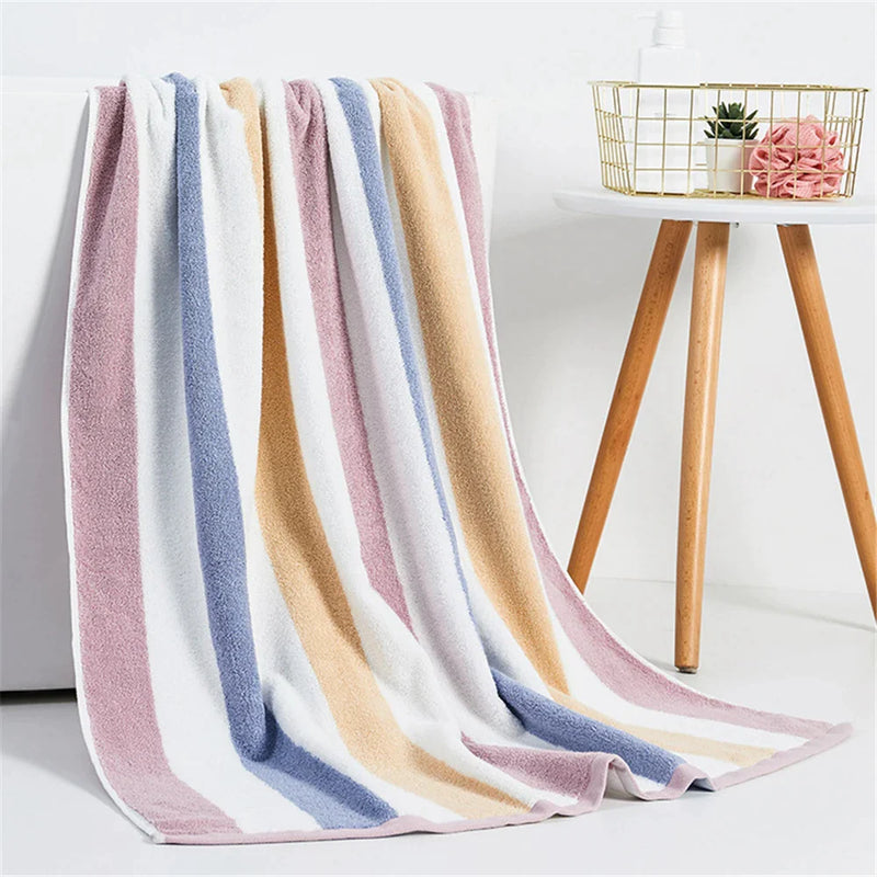 Afralia™ Luxury Striped Cotton Bath Towel for Adults - 90*180 Size