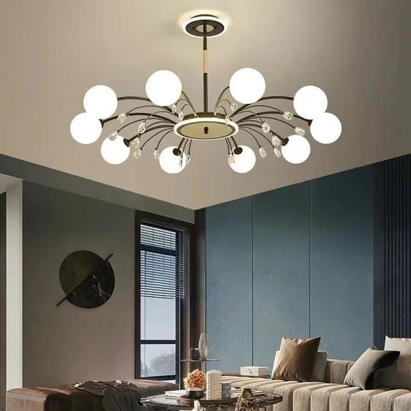 Nordic Crystal Glass Chandelier with E27 Lamp Holder for Livingroom Bedroom Diningroom by Afralia™