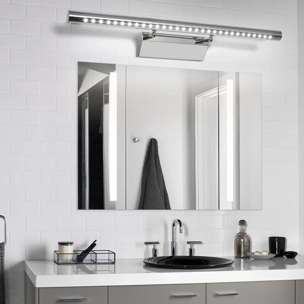 Afralia™ LED Bathroom Wall Light Stainless Steel Makeup Mirror Lamp Fixtures