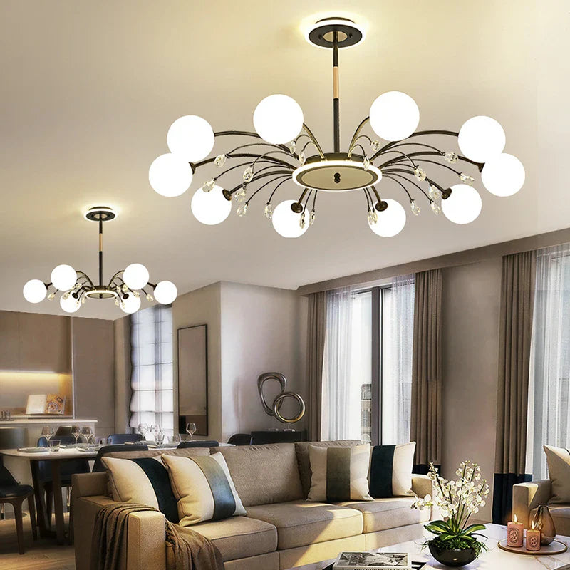 Nordic Crystal Glass Chandelier with E27 Lamp Holder for Livingroom Bedroom Diningroom by Afralia™