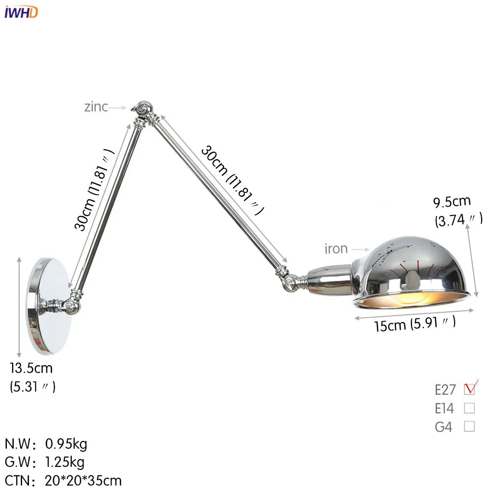 Afralia™ Loft Antique Edison Wall Sconce Swing Arm Wall Light - 3 Heads Black