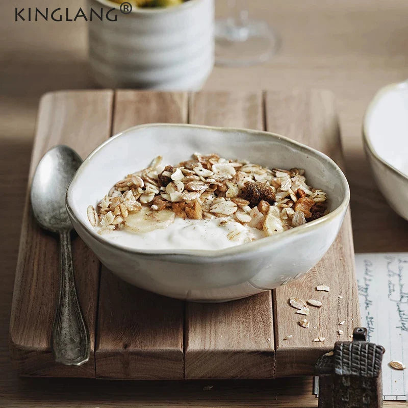 Afralia™ Ceramic Irregular Soup Bowl - Eco-Friendly Porcelain Breakfast Noodle Bowl