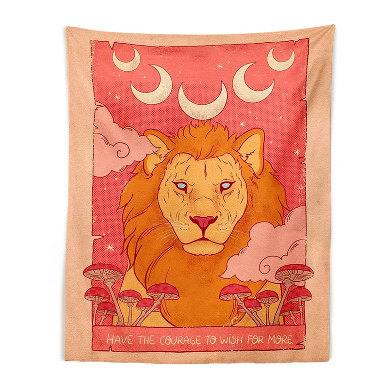 Afralia™ Pink Tarot Tiger Tapestry Wall Hanging: Divination Witchcraft Decor for Living Room