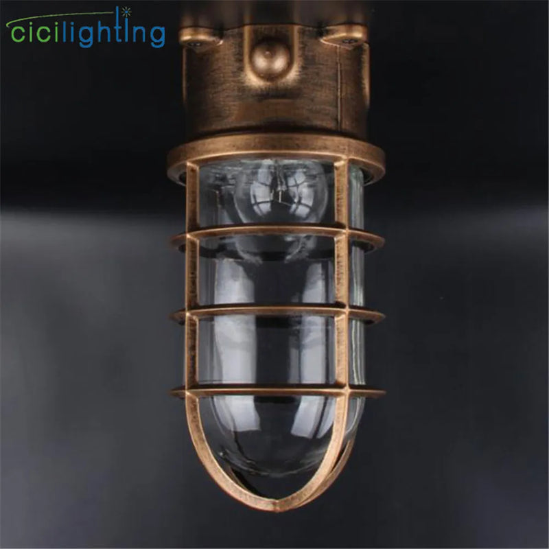 Afralia™ Clear Glass Jar Ceiling Lamp for Bathroom Kitchen Outdoor - Waterproof Caged Mount