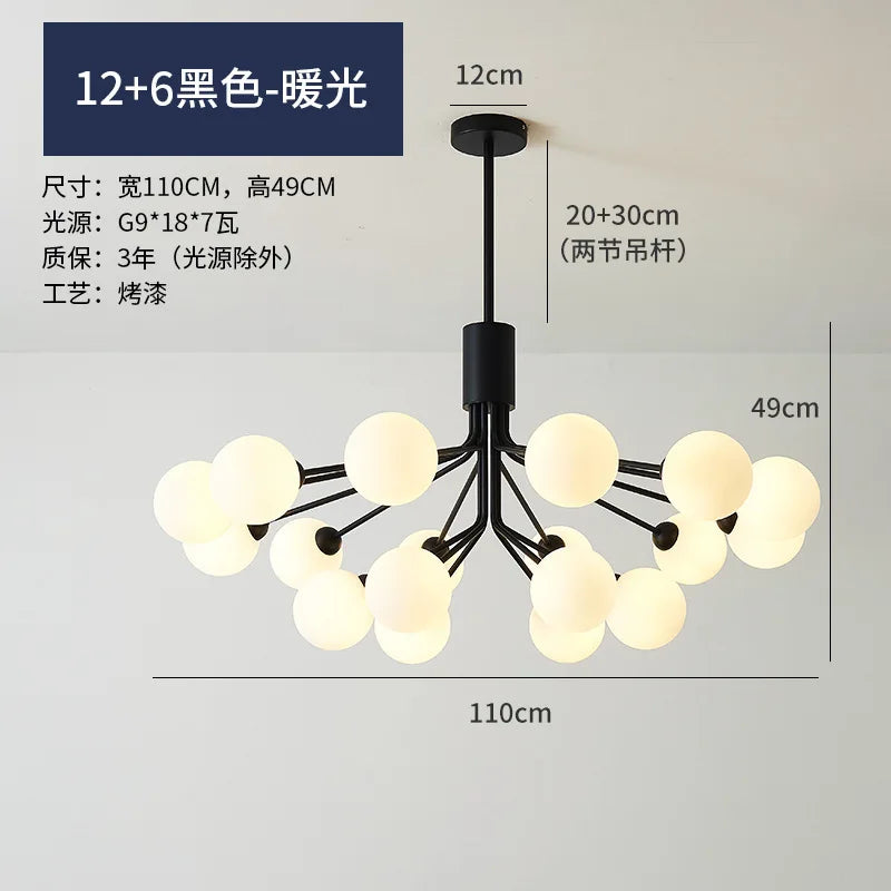 Afralia™ Gold Glass Ball Chandelier: Luxury LED Lighting for Dining Room, Kitchen, Cafe