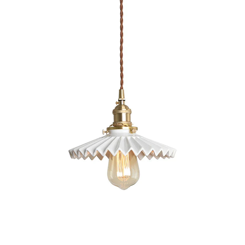 Afralia™ Nordic Copper Pendant Light with Vintage Ceramics Shade for Dinning and Living Room