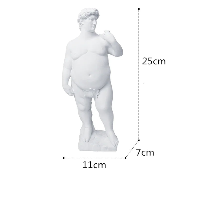 Afralia™ David Obesity Resin Sculpture: Nude Male Figure Art Home Decor Ornament