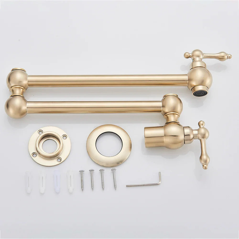 Afralia™ Solid Brass Swivel Kitchen Sink Tap Faucet, Wall Mounted Pot Filler