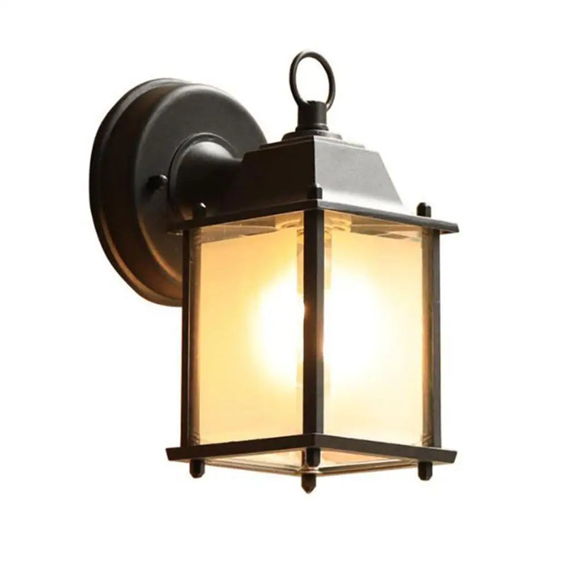 Afralia™ Black Finish Wall Lantern with Frosted Glass Shade for Outdoor Use