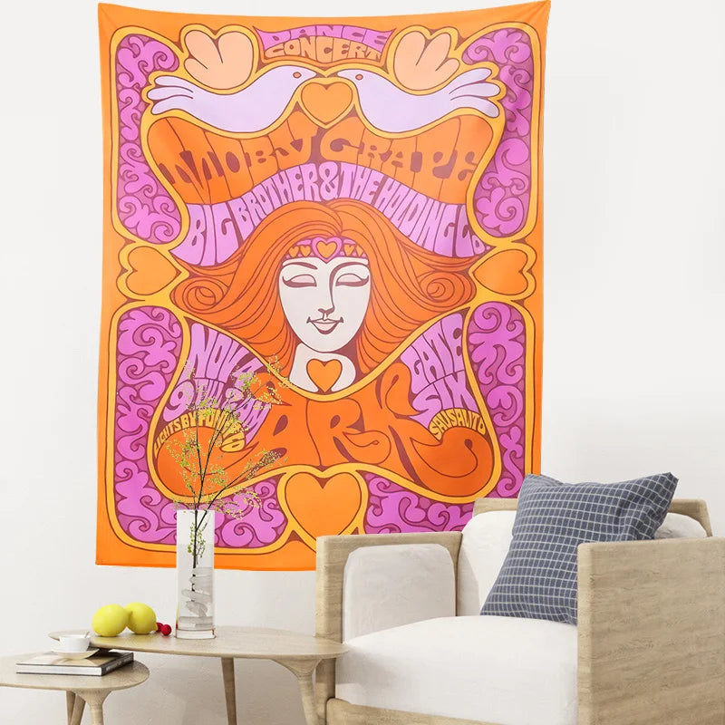 Afralia™ Retro Psychedelic Hippie Tapestry for Aesthetic Home Decor