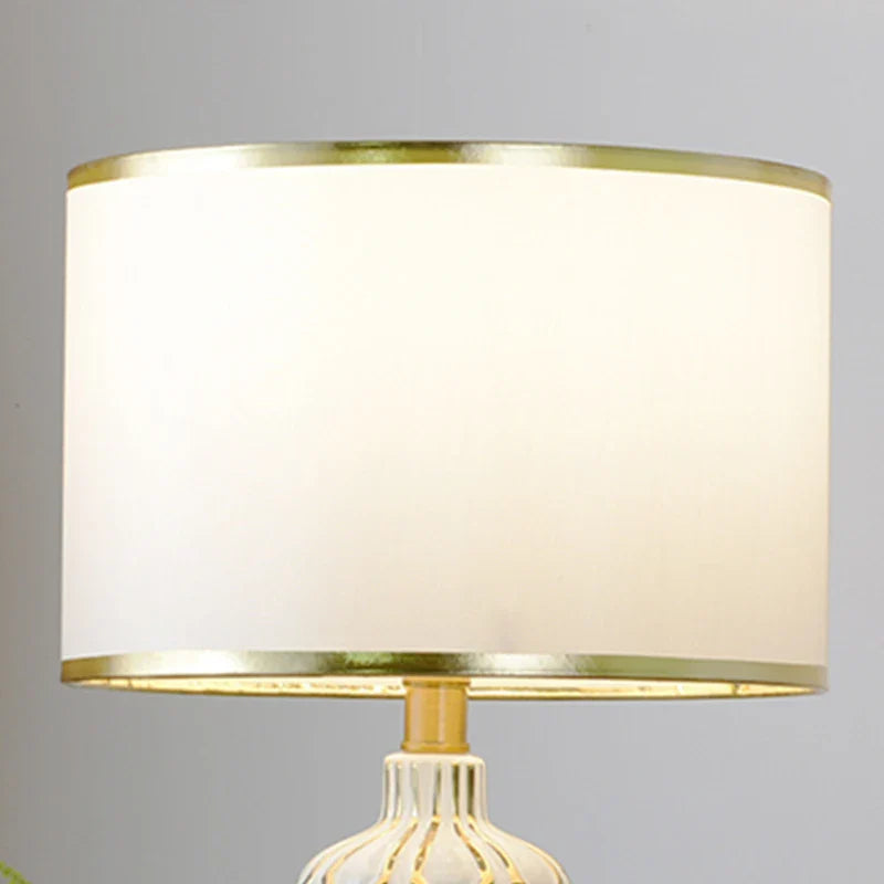 Afralia™ Round Lampshade with Golden Edge for E27 Table Lamps