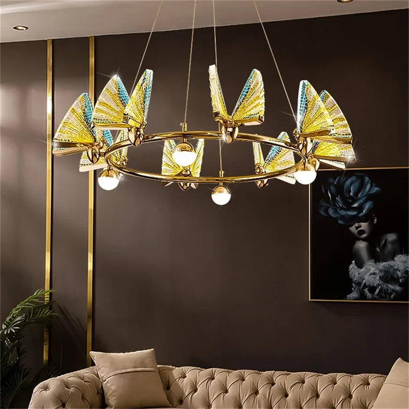 Afralia™ Nordic Butterfly Ring Chandelier Pendant Lights for Colorful Home Decor